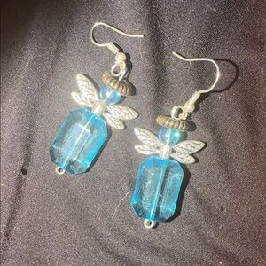 Silver and Blue Winged Earrings